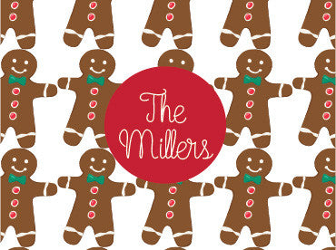 Gingerbread personalized Christmas folded note cards with envelopes