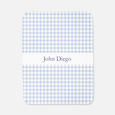 gingham blue personalized baby towel
