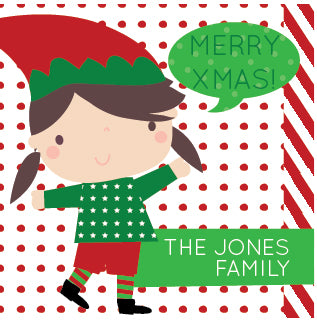 Personalized girl elf Christmas labels