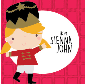 Personalized red girl Nutcracker Christmas labels