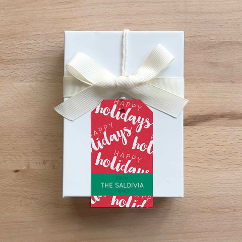 Happy Holidays Red Stringed Gift Tag (set of 24)