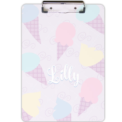 Personalized icecream clipboard for girls for back to school