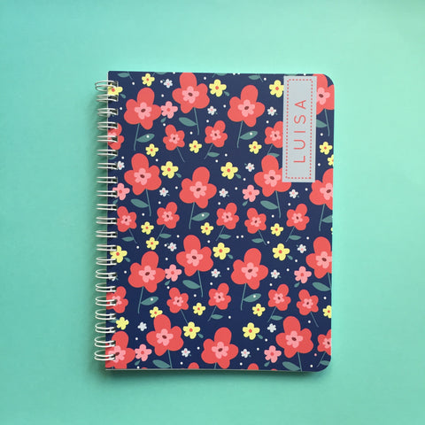 Navy Floral Mini Notebook