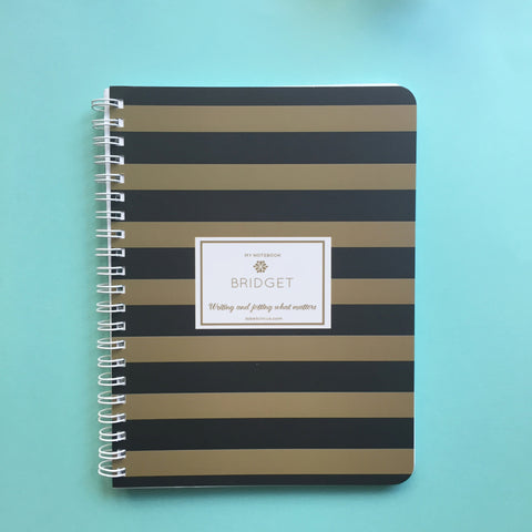 Gold  & Black Stripes Mini Notebook