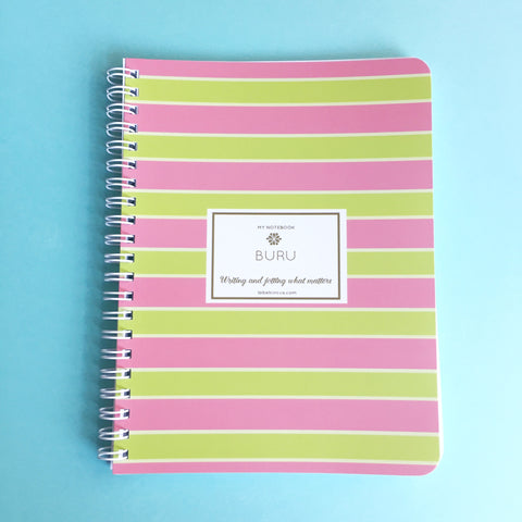 Pink and Yellow Stripes Mini Notebook