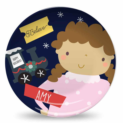 Believe Polar Express Little Girl Personalized Plate