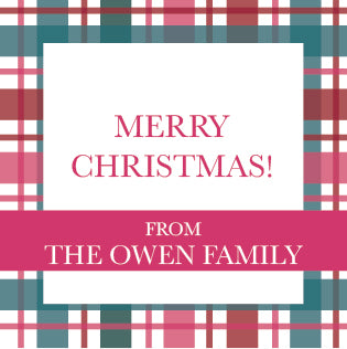 personalized christmas plaid label for treats, baked goods and gifts