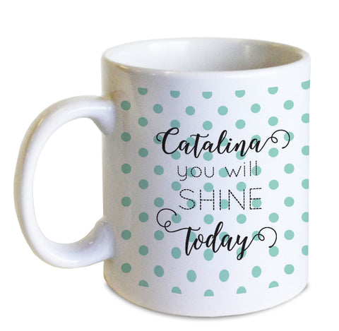 Aqua Polka Dot Mug