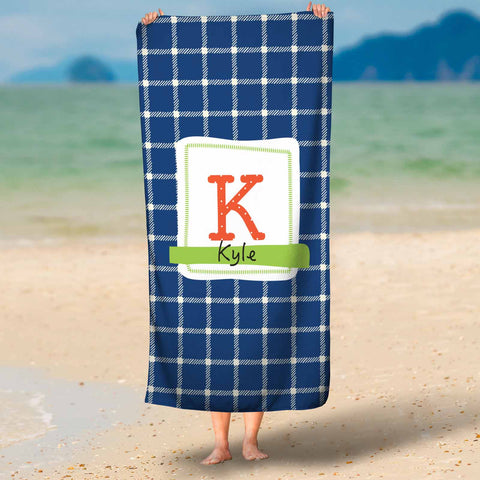 Navy Tween Monogram Microfiber Towel
