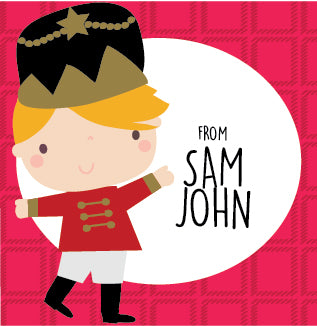 Boy Nutcracker personalized Christmas labels for gifts and treats