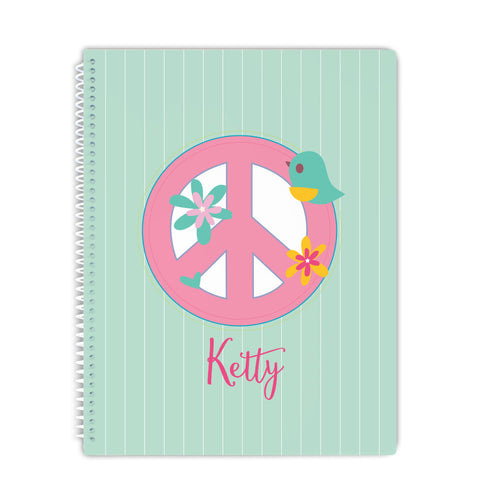 personalized peace notebook for girl