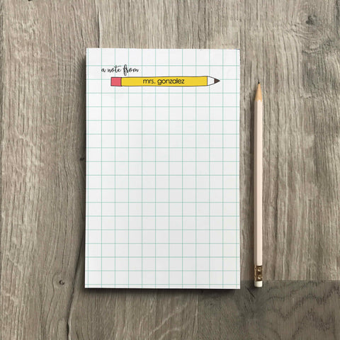 personalized teacher pencil notepad