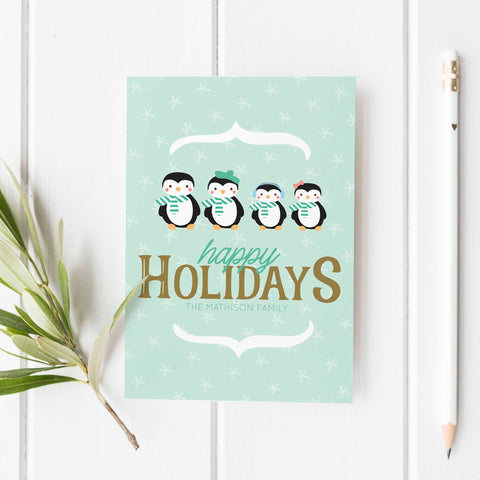 penguin personalized greeting card