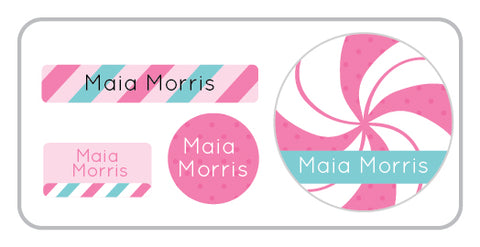 Pink candy personalized labels