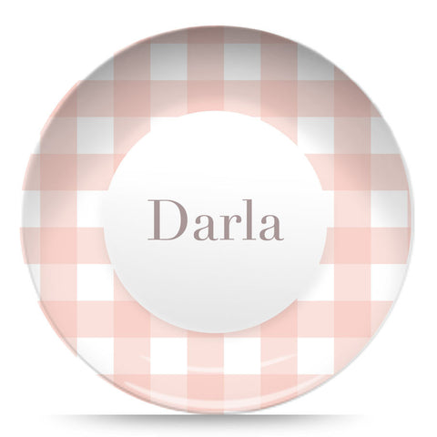 Pink Gingham 10" Plate