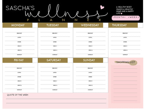 Personalized  Wellness Weekly Planner