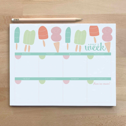 personalized ice cream weekly planner