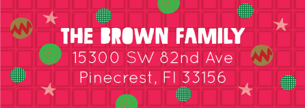 Red checkered personalized Christmas return address labels