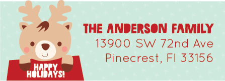Reindeer personalized Christmas return address labels