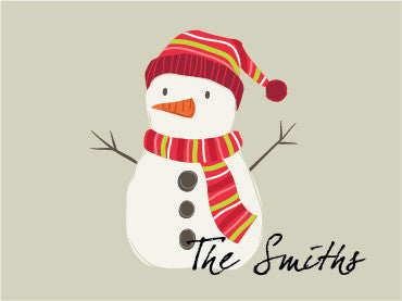 Personalized snowman Christmas folded note cards with envelopes
