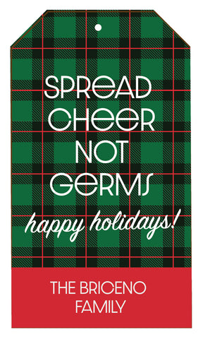 spread cheer not germs christmas gift tag