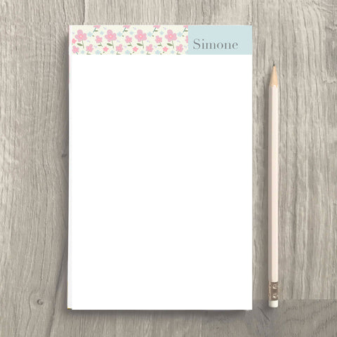 spring flowers personalized notepad