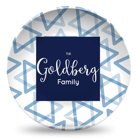 Personalized Star of David Hanukkah 10 inch plate with family name