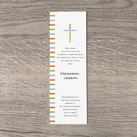 first  holy communion personalized bookmarks for boys 