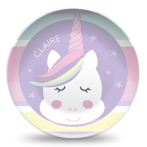 personalized unicorn plate for girl