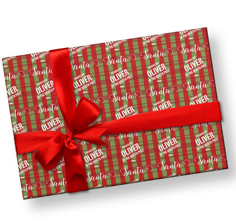 Packed in the North Pole Personalizes Gift Wrap From Santa Personalized Gift Wrap